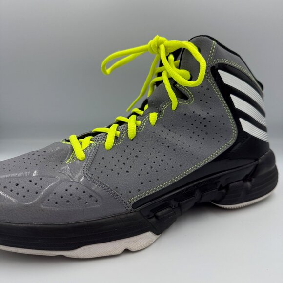 Adidas Men’s 11.5 Basketball Shoes Gray Neon Laces High Top Sneakers Athletic - Picture 6 of 6